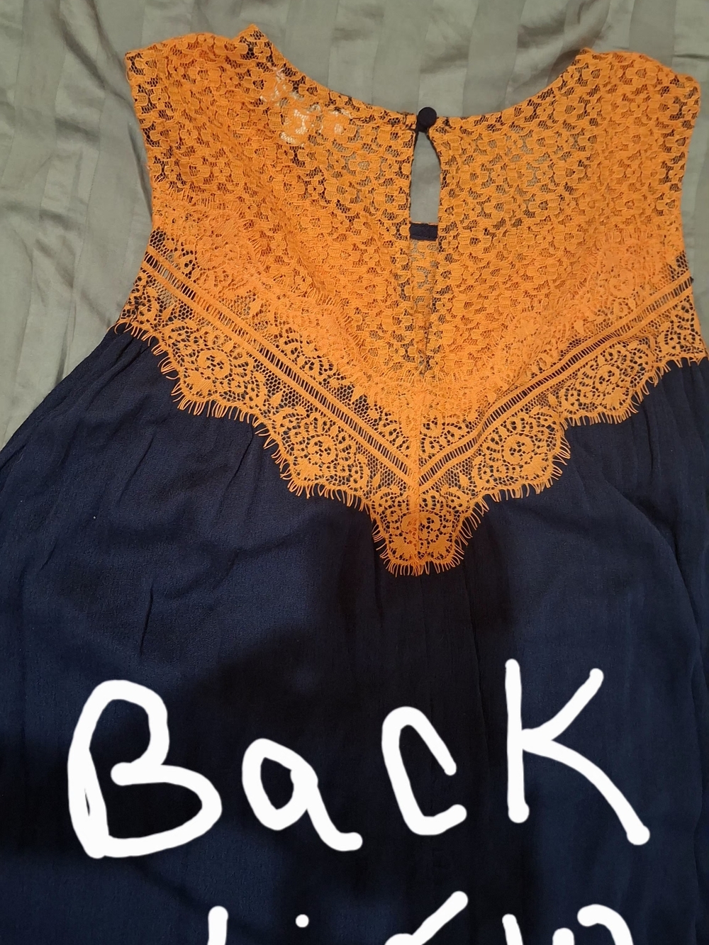 Umgee Navy and Orange Crochet Trim Mini Dress - Picture 5 of 11